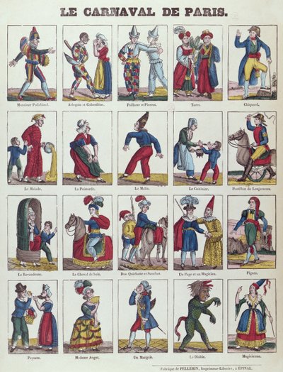 Personnages du Carnaval de Paris, vers 1840 - French School