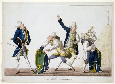 Les Habits Retournés, vers 1815 (gravure en couleur) - French School