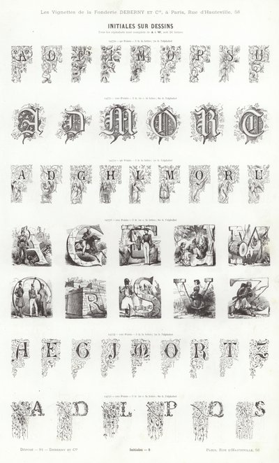 Page de Vignettes Typographiques (gravure) - French School