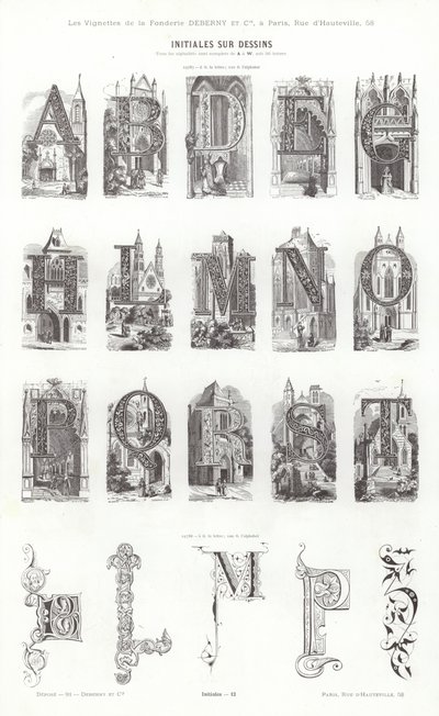 Page de Vignettes Typographiques - French School