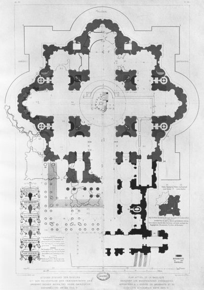 Plan de la basilique Saint-Pierre - French School