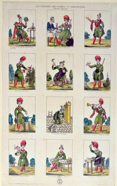 Femmes saint-simoniennes et leurs occupations, vers 1830 - French School