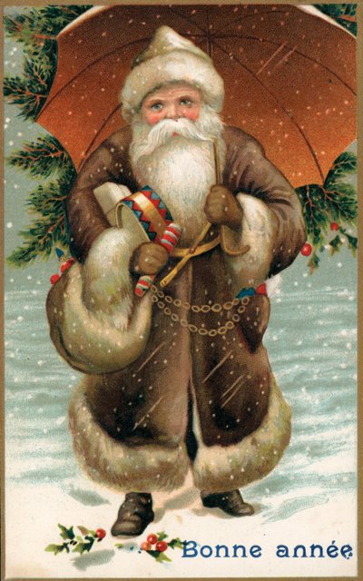 Père Noël avec un parapluie - French School