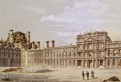 Les ruines des Tuileries - French School