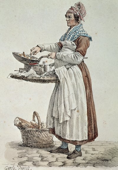 Le vendeur de saucisses, gravure, France - French School