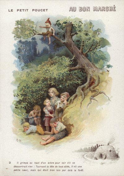 Le Petit Poucet, assis dans un arbre - French School