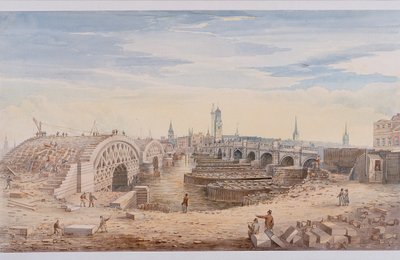 Pont de Londres ancien et nouveau, Londres, 1828 - G Yates