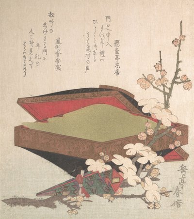 Fleurs de prunier et boîte à gâteaux, 1819 - Gakutei