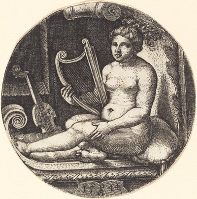 Femme avec une Harpe - Georg Pencz