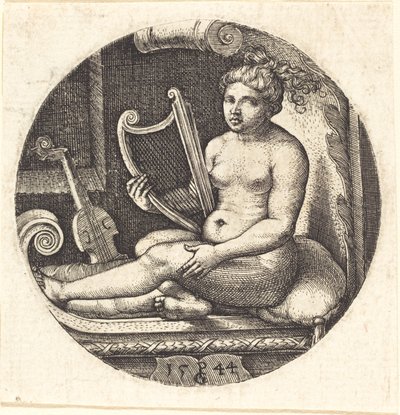 Femme avec une harpe - Georg Pencz