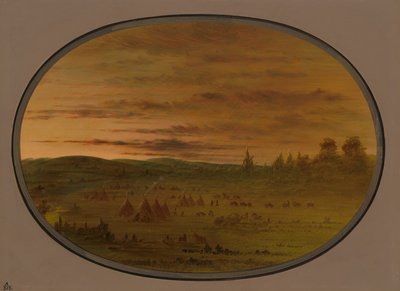 Un campement indien au coucher du soleil, 1861-1869 - George Catlin