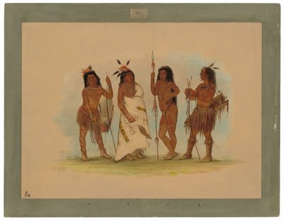 Chef Apachee et trois guerriers - George Catlin