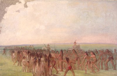 Course à pied derrière le village Mandan, 1832-1833 - George Catlin