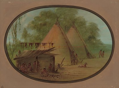 Fabrication de pointes de flèches en silex - Apaches - George Catlin