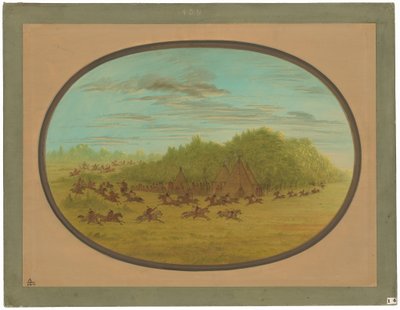 Combat Simulé des Camanchees - George Catlin