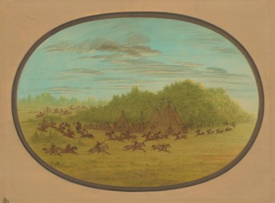 Combat simulé des Camanchees - George Catlin