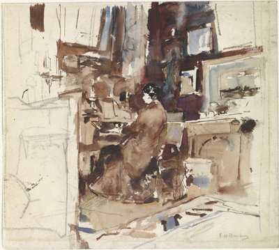 Dame dans un atelier derrière un harmonium - George Hendrik Breitner