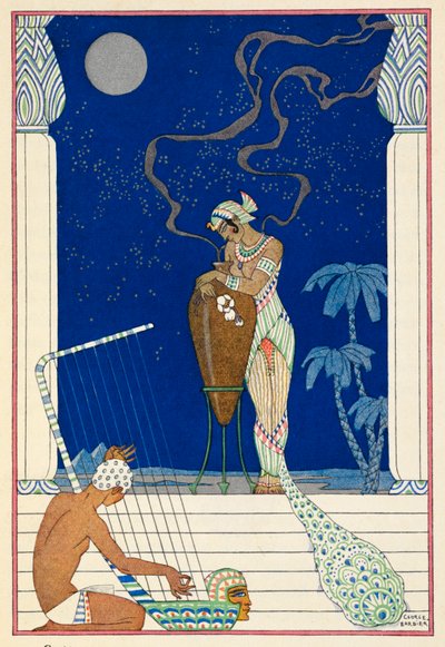 Égypte. Un personnage égyptien et un musicien. - Georges Barbier