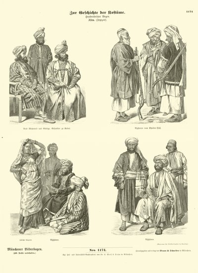 Costumes afghans, 19e siècle - German School