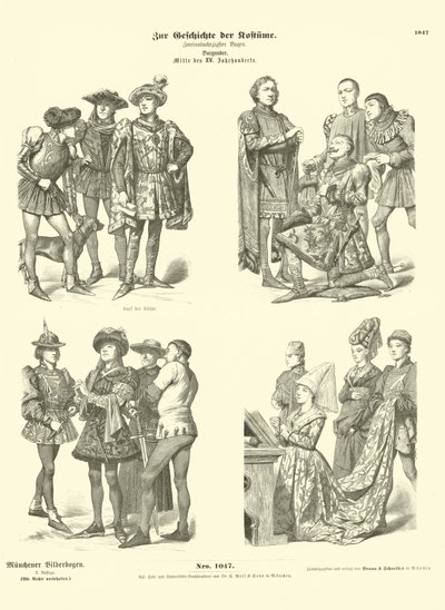 Costumes bourguignons, milieu XVe siècle - German School