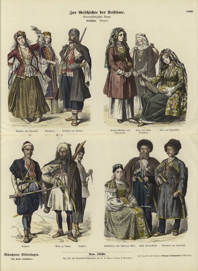 Costumes caucasiens, XIXe siècle - German School