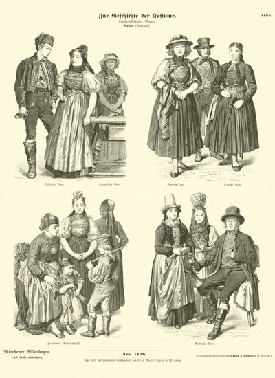 Costumes de Bade, Allemagne, XIXe siècle - German School