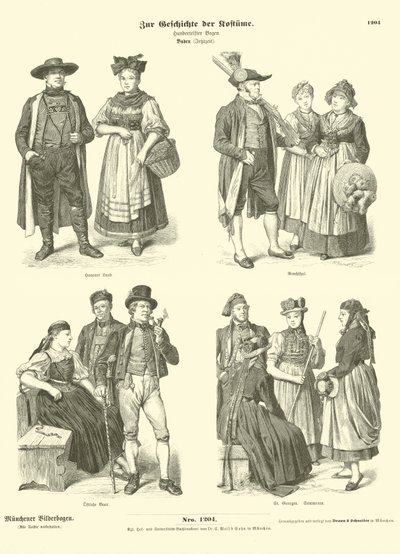 Costumes de Baden, Allemagne, 19e siècle - German School