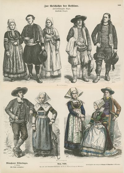 Costumes de Bretagne, fin 19ème siècle - German School