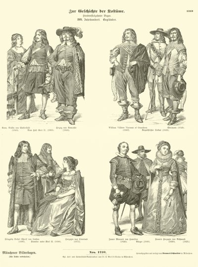 Costumes de la noblesse anglaise, 17e siècle - German School