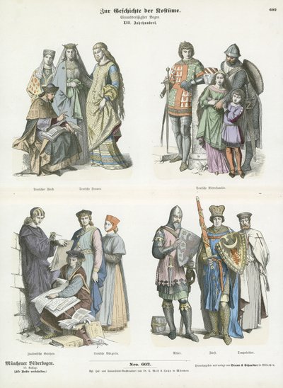 Costumes du XIIIe siècle - German School