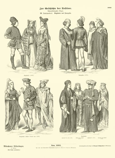 Costumes anglais et français, XVe siècle - German School