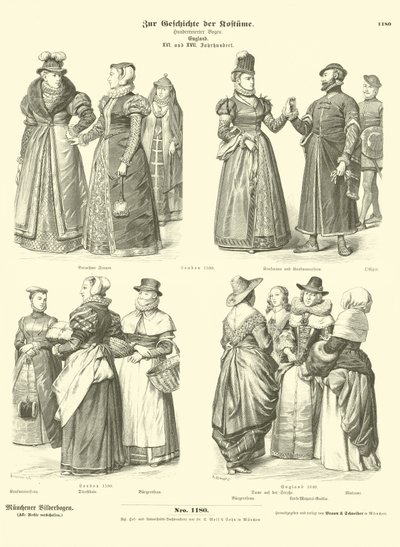 Costumes anglais, 16e et 17e siècle - German School