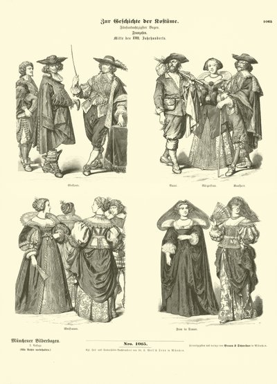 Costumes français, milieu XVIIe siècle - German School