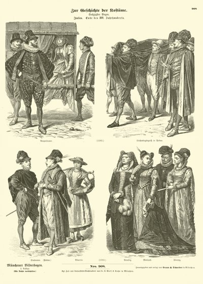 Costumes italiens, fin XVIe siècle - German School