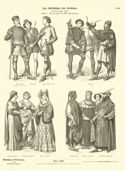 Costumes italiens, seconde moitié du XIVe siècle - German School