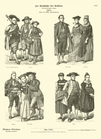 Costumes suisses, fin XVIIIe siècle - German School