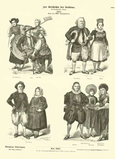 Costumes suisses, fin XVIIIe siècle - German School