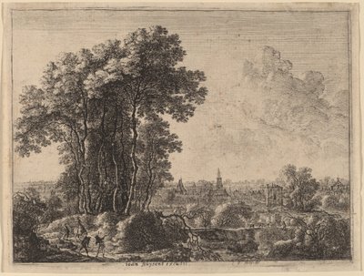 Paysage avec cavalier et trois voyageurs - Gilles Neyts