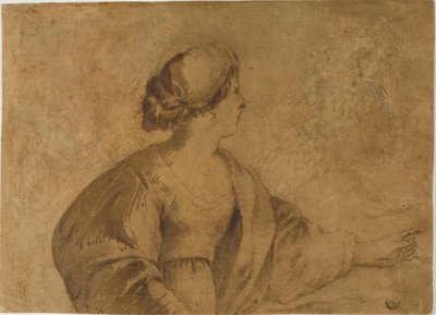 Femme de profil, pointant de la main gauche - Guercino