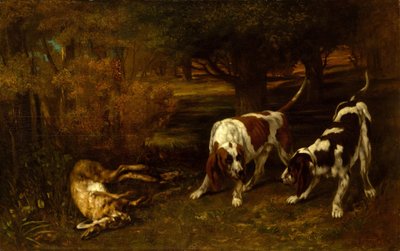 Chiens de chasse avec lièvre mort - Gustave Courbet