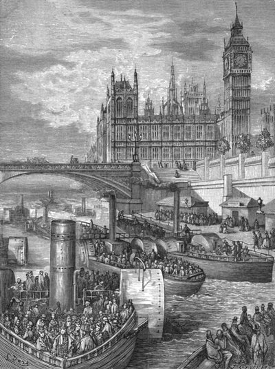 Escaliers de Westminster - Départ des vapeurs - Gustave Dore