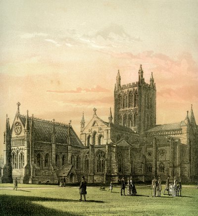 Cathédrale de Hereford, Herefordshire, vers 1870 - Hanhart