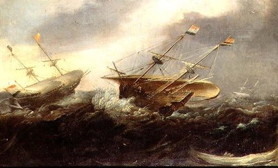 Navires de guerre néerlandais dans une tempête - Hans I Savery