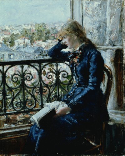 À la fenêtre, 1881 (panneau) - Hans Olaf Heyerdahl