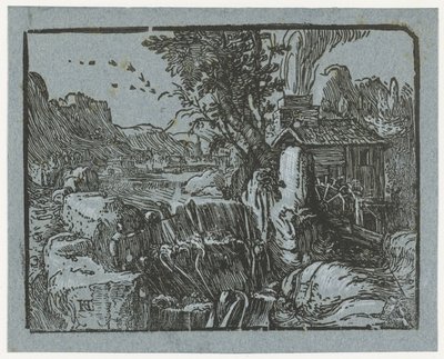 Paysage avec cascade (série Vier kleine landschappen) - Hendrick Goltzius