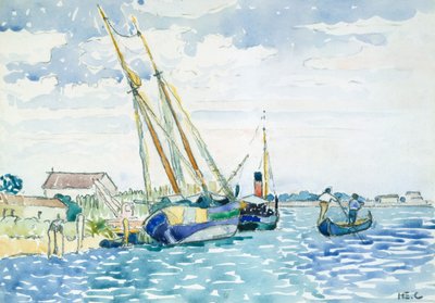 Scène marine Bateaux près de Venise - Henri Edmond Cross