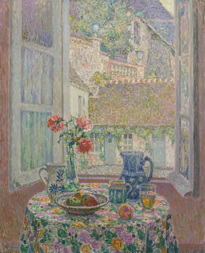 Table surplombant la cour, 1926 - Henri Le Sidaner