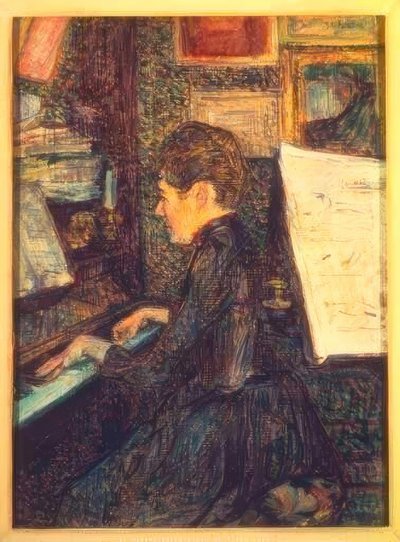 Mademoiselle Marie Dihau au piano - Henri de Toulouse Lautrec