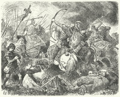 Une armée hun repoussée sur le champ de bataille - Hermann Vogel