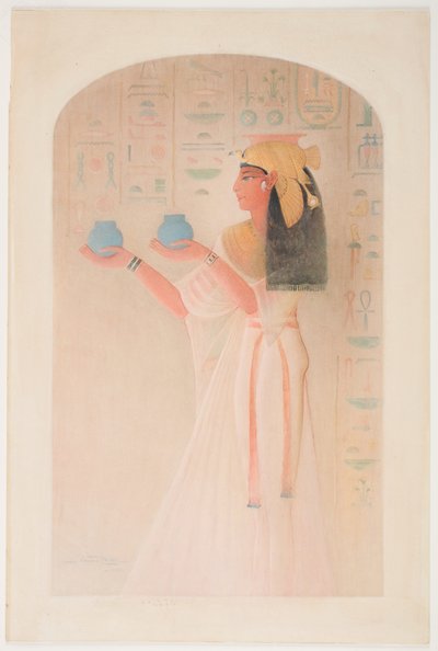 Reine Néfertari offrant deux pots - Howard Carter